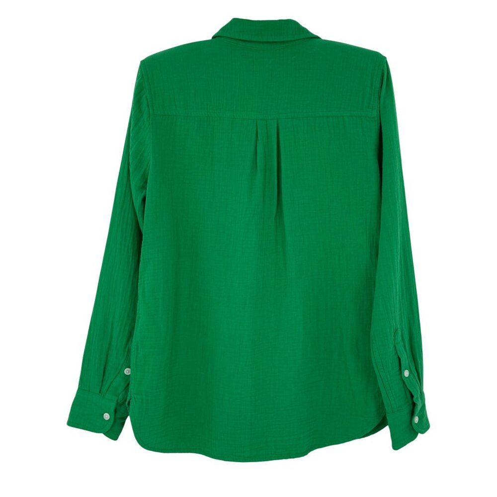 NWT J.Crew Green Crinkle Gauze Cotton Coastal Granddaughter Button Down Top XS - Picture 8 of 16